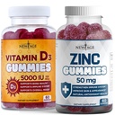 NEW AGE Immune Defense Combo - 2 Pack - Vitamine D3 Gummies 5000 UI 125mcg & High Potency Zinc Gummies, Immune Booster 120 Compte