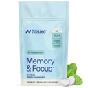 Gum Neuro Memory & Focus - Gum Nootropic avec vitamine B12, vitamine B6, extrait de L-Theanine & Ginseng - Supplément de soutien naturel du cerveau - Végétaux, caféine et sucre sans croustilles - menthe poivrée, 90 ct