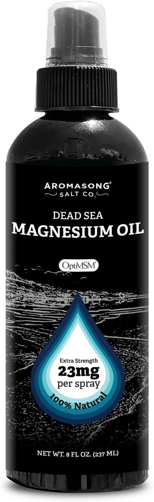 Aromasong Extra Strength Ultra-Pure Magnésium Spray + OptiMSM (23mg Magnésium dans chaque spray) 8 Oz, Connu pour être utilisé pour le malaise des jambes et favorise le sommeil...