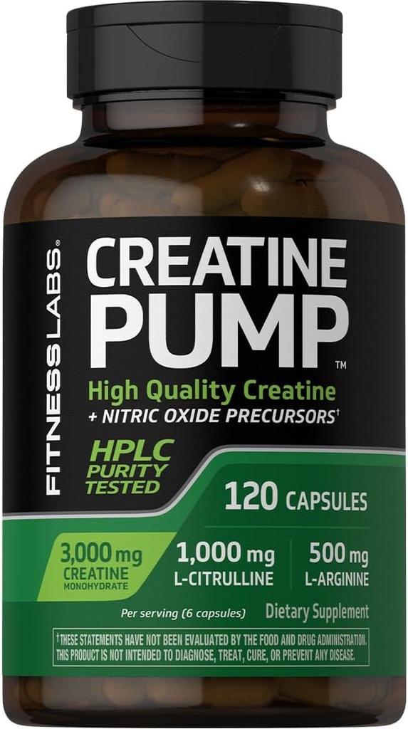 Fitness Labs Créatine Capsules de 120 Count.