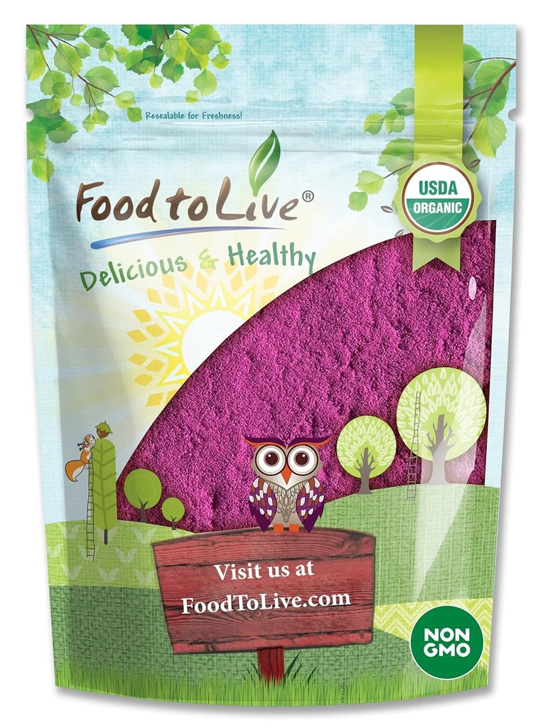 Nourriture pour vivre en poudre de jus de currant noir biologique, 8 onces — Non-OGM, Raw, Kosher, Vegan Superfood, Bulk, Riche en antioxydants, Idéal pour les jus, boissons et smoothies, Contient Maltodextrine