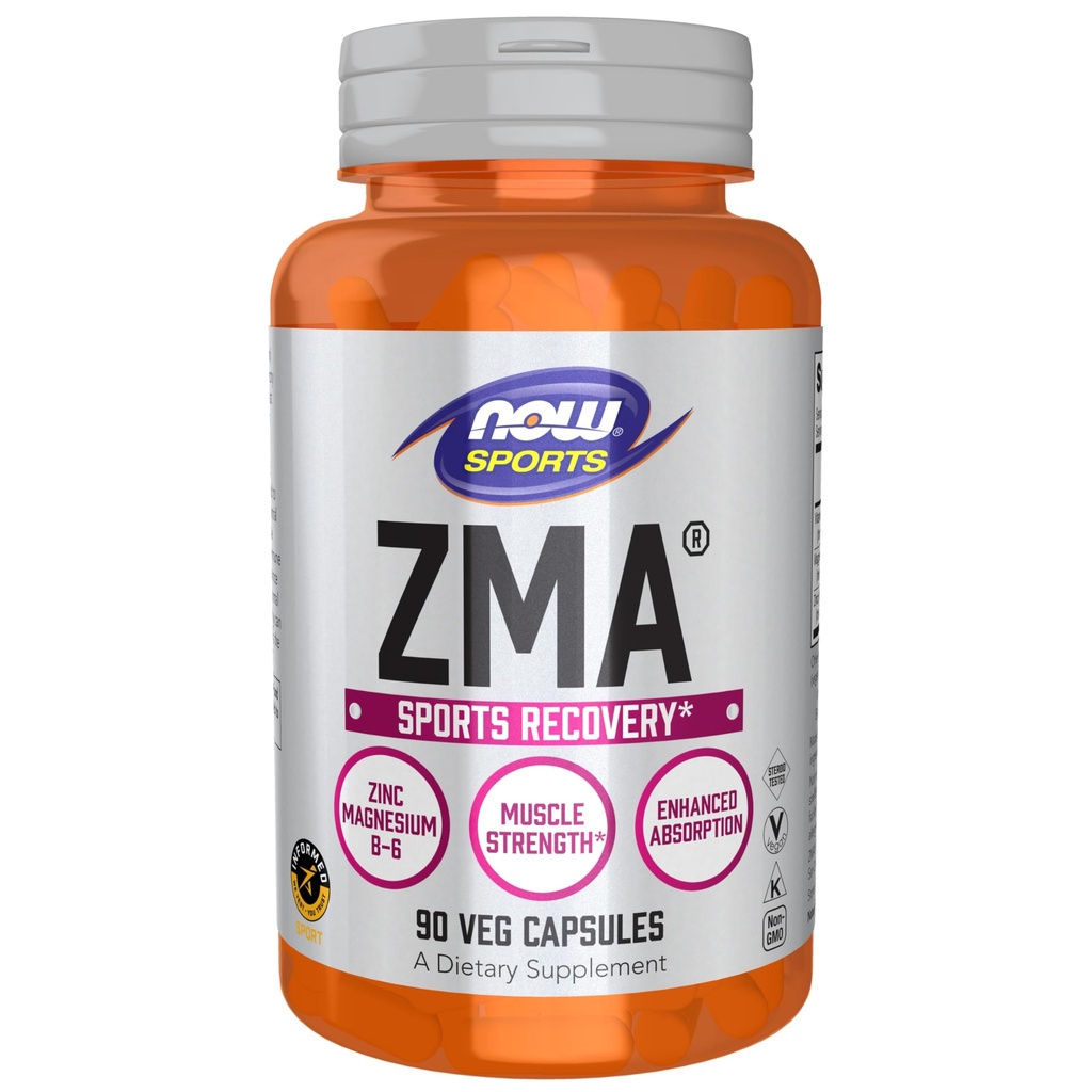 MAINTENANT Aliments Sports Nutrition, ZMA (zinc, magnésium et vitamine B-6), Absorption accrue, rétablissement sportif*, 90 capsules