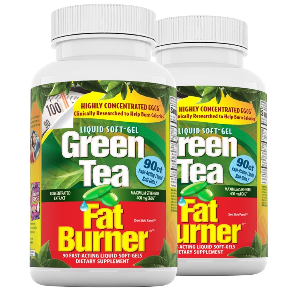 Applied Nutrition Green Tea Fat Burner - 30 Liquid Soft-Gels, pack de 2 - Augmente la combustion de calories et des fournitures puissants antioxydants - 90 Total des portions