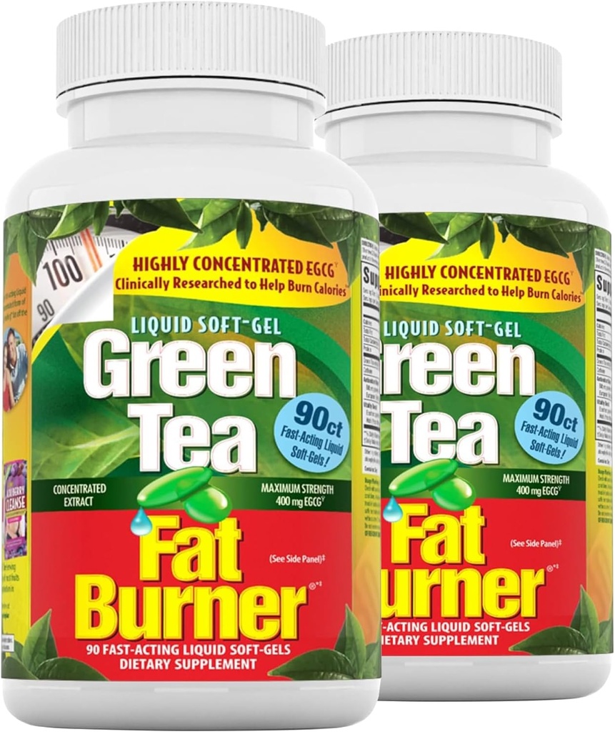 Applied Nutrition Green Tea Fat Burner - 90 Liquid Soft-Gels, pack de 2 - Augmente la combustion de calories et des fournitures puissants antioxydants - 90 Total des portions