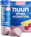Nuun Sport Comprimés électrolytiques au magnésium, au calcium, au potassium, au chlorure et au sodium, sans gluten et végétalien, citronade aux fraises, 4 paquets (40 portions Total)