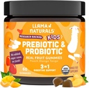 Lama Naturals enfants probiotique avec fibre prébiotique, végétalien, bio prébiotiques et probiotiques Gommies pour Gut soutien de la santé, Vitamines Gommy de fruits réels de Toddler, Pas d'ajout de canne à sucre, Peach Mango, 60 Ct