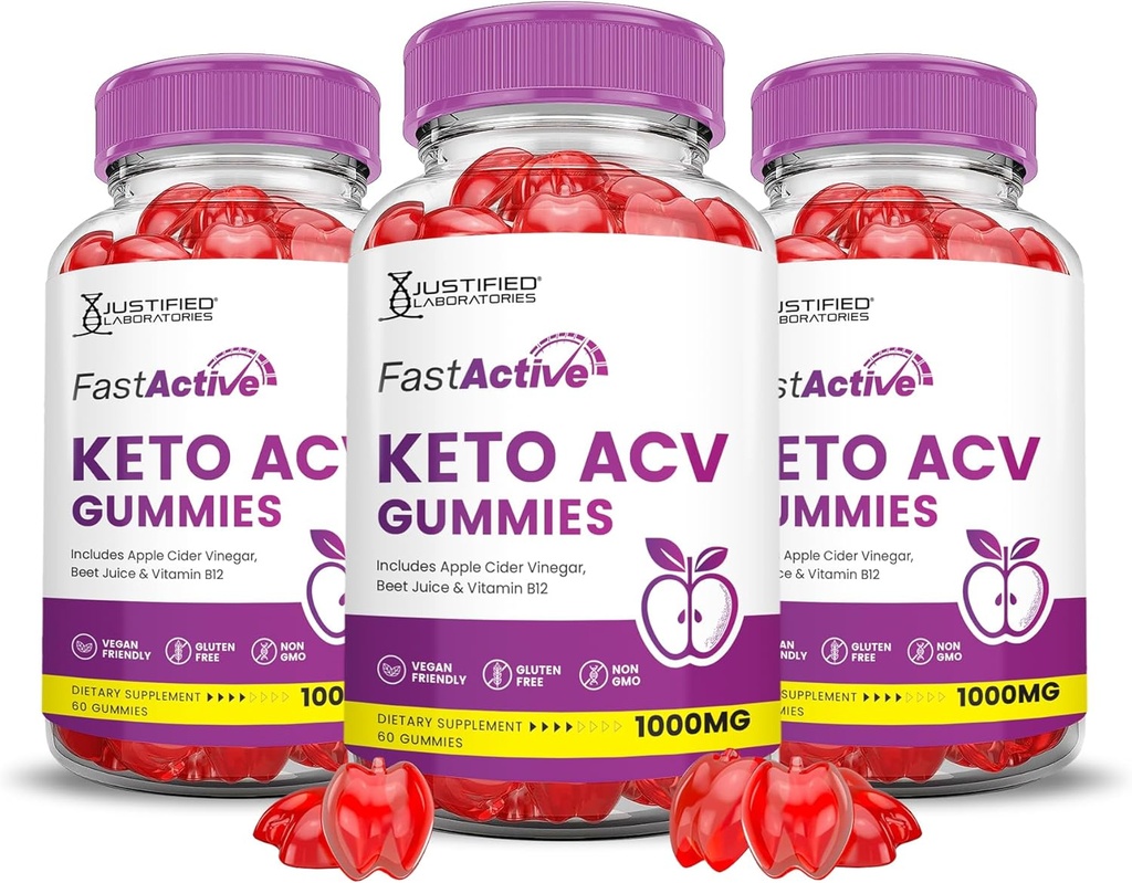 (3 Pack) Gommies Keto ACV actifs rapides Formule avancée 1000MG Gommies Keto rapides Vinaigre de cidre de pomme formulé avec poudre de jus de betterave de grenade B12 Vegan non OGM 180 Gommys