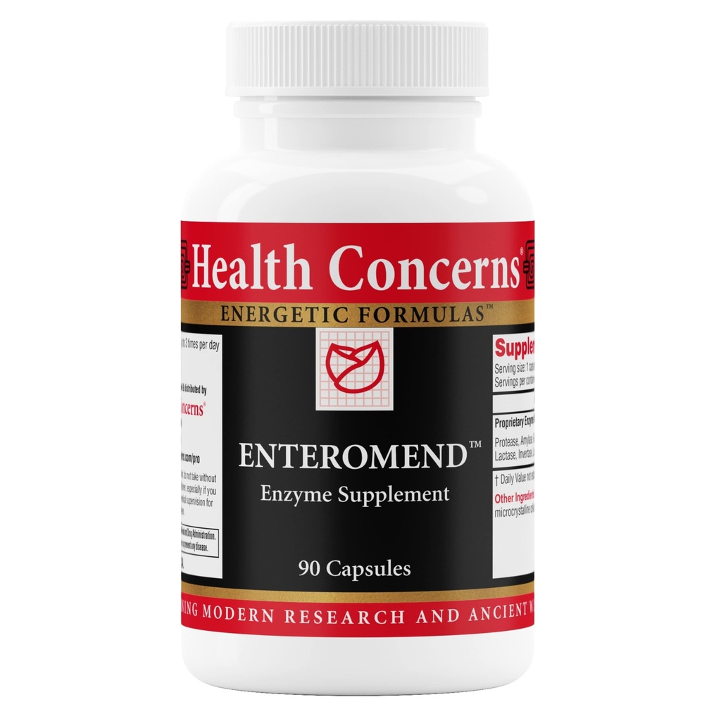 Préoccupations de santé Enteromend – Supplément enzymatique digestif pour la santé de Gut, Bloating & Food Sensibility Relief – Soutien intestinal et digestif – Protease, Amylase, Lactase & Peptidase – 90 Capsules
