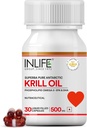 Supplément d'huile de krill INLIFE -Phospholipide Omega 3 avec l'astaxanthine - 500 mg, 30 Capsules