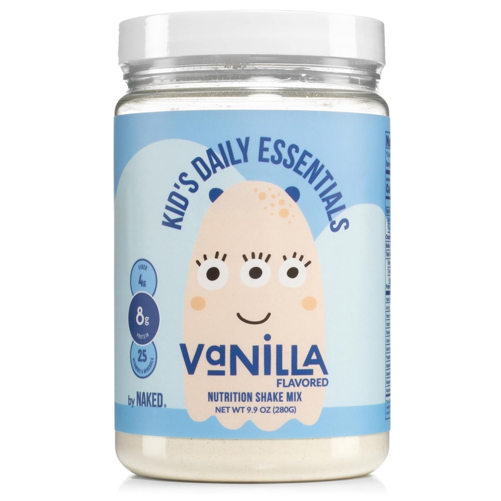 Naked Vanilla Kids Daily Essentials, Secouez les protéines faites avec du lait biologique, 6 légumes biologiques, 25 vitamines et minéraux, pas d'édulcorants artificiels, saveurs, couleurs ou conservateurs