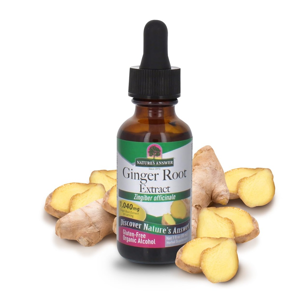 Réponse de la nature Supplément d'extrait de racine de gingembre avec de l'alcool organique 1 Fluide Ounce