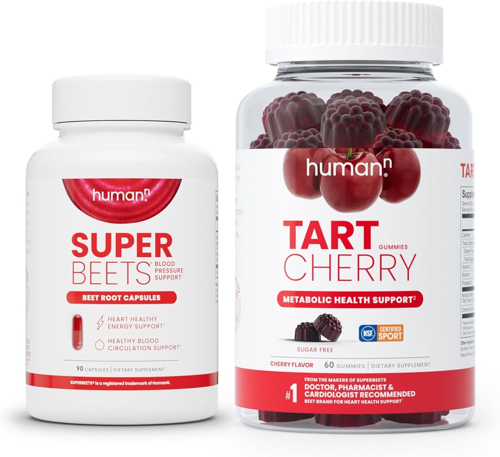 Humann SuperBeets Beet Root Capsules and Tart Cherry Gummies