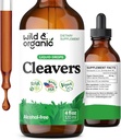Teinture de cleavers sauvages et biologiques - Détox à base de plantes gouttes avec des cleavers Herb - Supplément d'extrait de feuille d'aparine de galium - végétalien, sans sucre et sans alcool - 4 fl oz