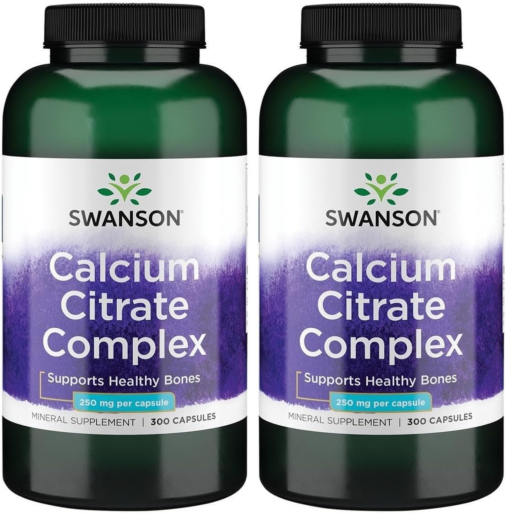 Swanson Citrate de calcium complexe Muscle Bone Soutien de la santé Supplément minéral 300 Capsules (2 Pack)