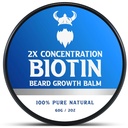 Baume à barbe Biotine pour homme et condition de la cire de barbe - Fabriqué avec l'huile de ricin ingrédients naturels et biologiques - Hydrates et épaississement des cheveux faciaux- 2 Ounce Tin