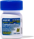 Major Allergie Loratadine 10 mg Comprimés - Médicaments contre l'allergie non somnolente pour les adultes et les enfants 6 ans et plus - Promotion du soulagement de l'allergie 24 heures sur 24 - Comprimés quotidiens contre l'allergie - Antihistamine - 300 Comprimés