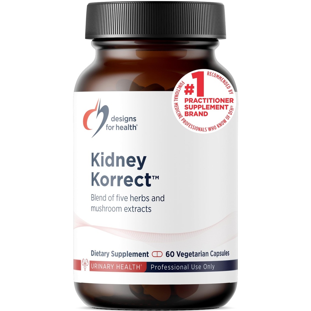 Designs for Health Rein Korrect - Herbes + Champignons pour le soutien du rein - Vegan, Supplément non OGM (60 capsules)