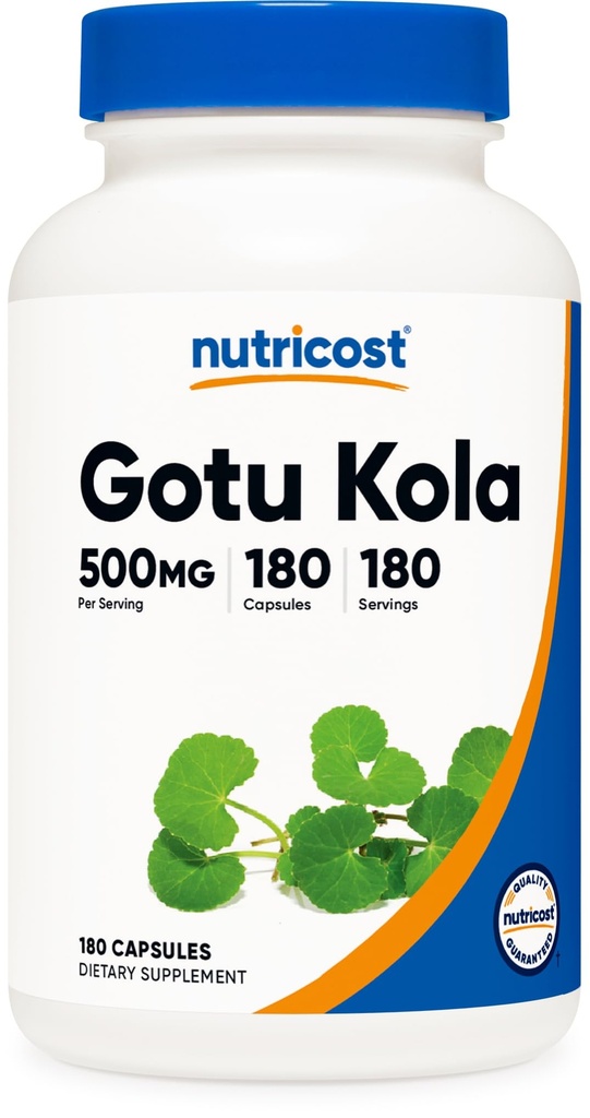 Nutricost Gotu Kola 500 MG, 180 Capsules - Capsules végétariennes, sans gluten, sans OGM