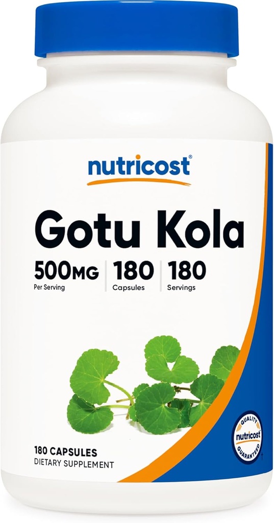 Nutricost Gotu Kola 500 MG, 180 Capsules - Capsules végétariennes, sans gluten, sans OGM