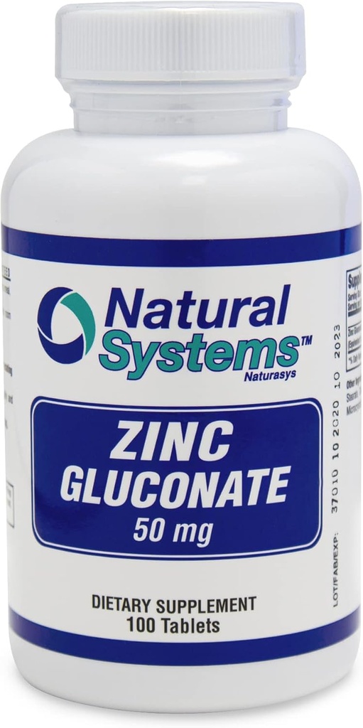 Systèmes naturels Gluconate de zinc 50 mg - soutient votre système immunitaire - aide la force osseuse et musculaire - minéraux élémentaires pour votre alimentation - grand supplément nutritionnel