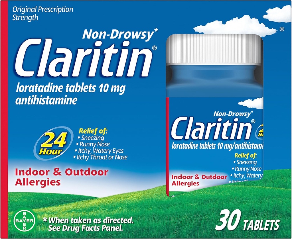Claritin 24 HR Non Drowsy Allergy Medicine, Loratadine antihistamine comprimés, 30 Ct
