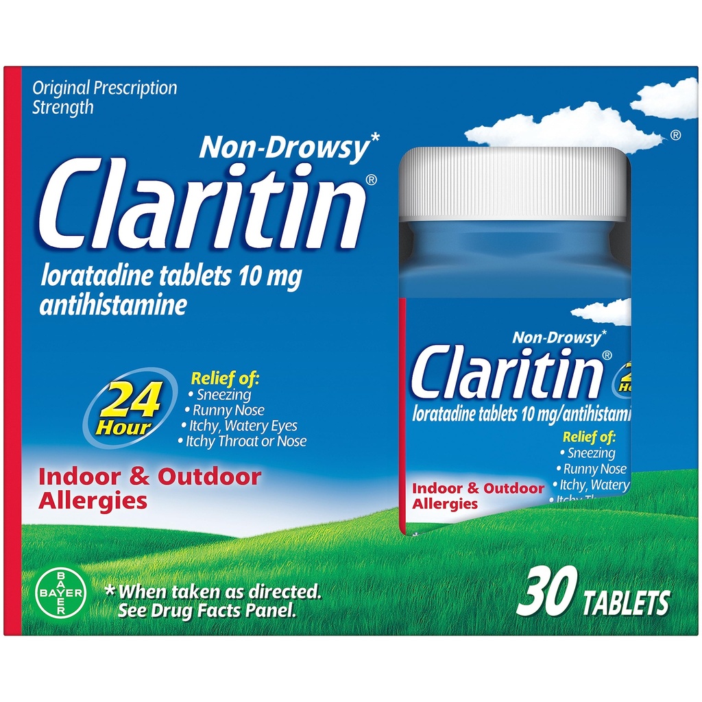 Claritin 24 HR Non Drowsy Allergy Medicine, Loratadine antihistamine comprimés, 30 Ct
