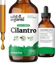Teinture de cilantro sauvage et biologique - Détox à base de plantes avec extrait de cilantro - Supplément de feuille de coriandre liquide - gouttes végétaliennes, sans sucre et sans alcool - 4 fl oz