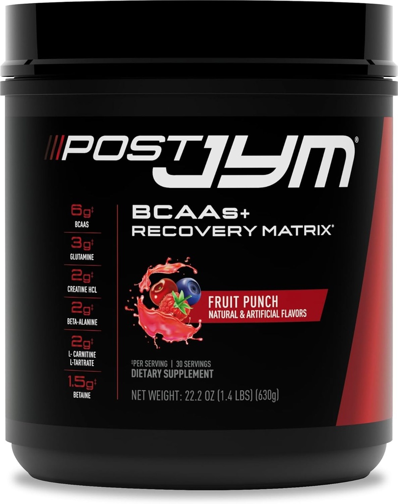 Matrix actif post JYM - Après-travail avec BCAA, Glutamine, Creatine HCL, Beta-Alanine, et plus JYM Supplément Science Punch fruit, 30 portions