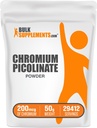 BulkSupplements.com Picolinate de chrome 200mcg poudre - suppléments minéraux - sans gluten et sans levure, 200mcg de chrome par portion, 50g (1,8 oz) (paquet de 1)