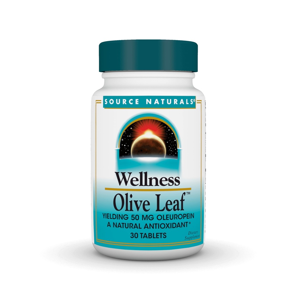 Source Naturals Wellness Olive Leaf - Rendement 100 mg Oleuropein a Natural Antioxydant* - 30 comprimés