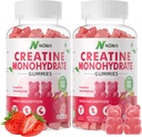Monohydrate de créatine 5000mg pour les hommes et les femmes, Chewables Monohydrate de créatine pour la force musculaire, constructeur musculaire, boost énergétique, supplément pré-entraînement-180 Gummées de fraise
