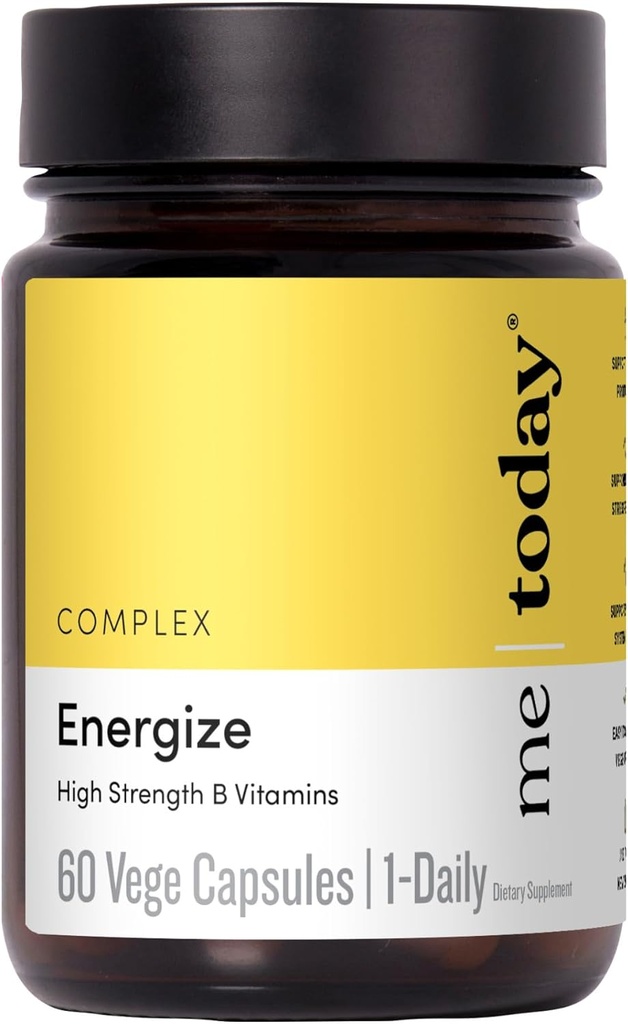 me aujourd'hui Energise Supplément Super B Complexe Vitamine B pour les hommes et les femmes - B6, B12 avec vitamine C, zinc, ashwagandha et Ginseng sibérien - Support énergie et immunitaire - Vegan, 60 portions