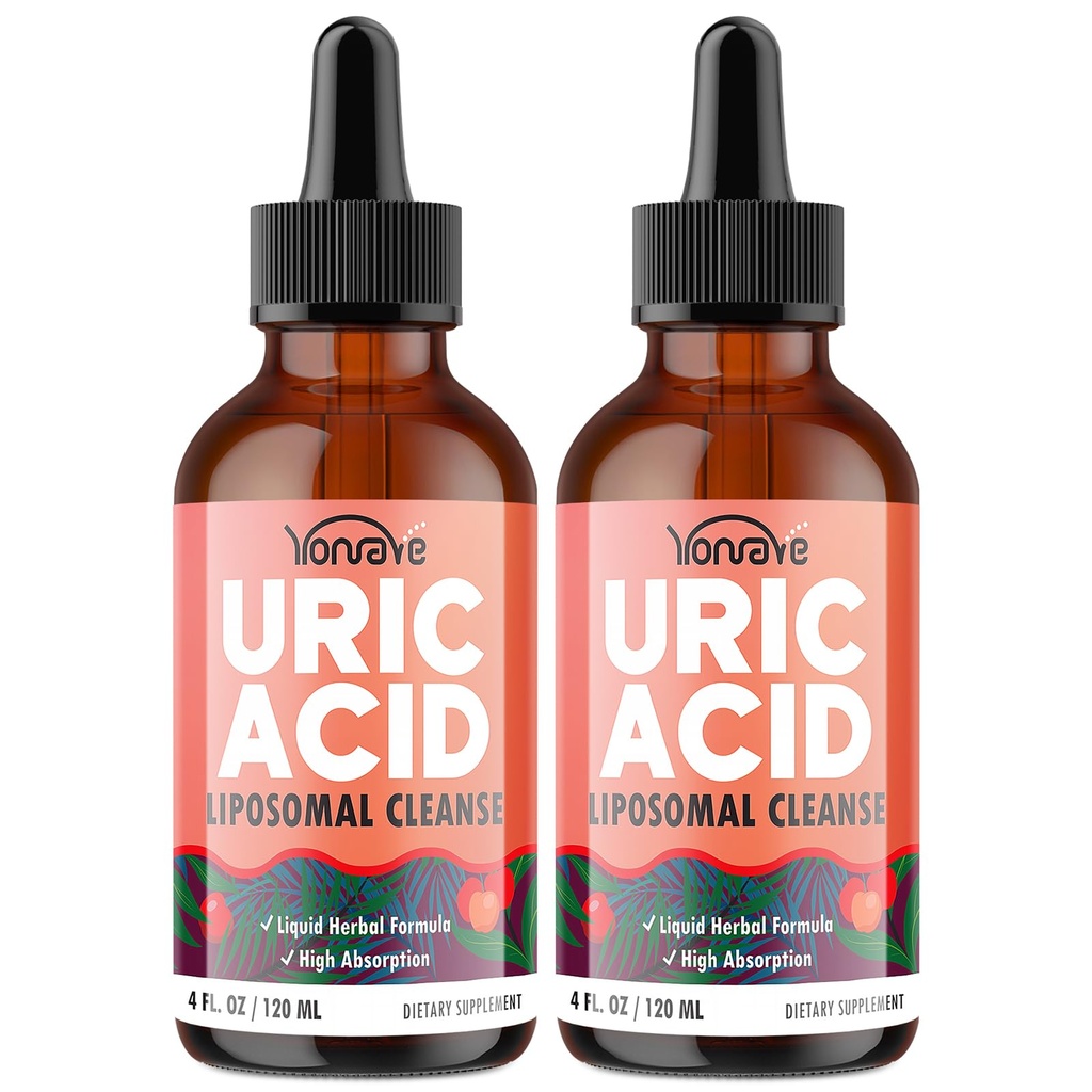 Yonrave Liposomal Uric Acid Drops, Tart Cherry Supplement with Celery Seed & Boswellia Extract – Muscle, Detox, Joint and Kidney, Uric Acid Cleanse Liquid Supplement– 4 FL OZ (2 Bottle)