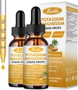 (2 Pack) Supplément de magnésium de potassium, suppléments de potassium de magnésium avec calcium, vitamine D3, zinc, sans sucre et gouttes liquides végétaliens Supplément pour les crampes de jambes, énergie, pour les adultes et les enfants