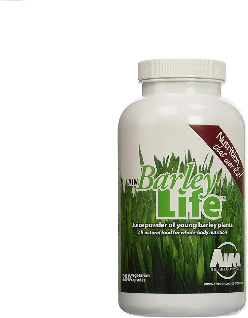 AIM Barleylife Juice Poudre de jeunes plantes Barly et puissants antioxydants Capsules (Deux Pack) 560 Capsules Total
