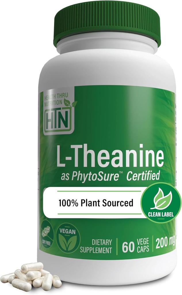 Santé Thru Nutrition L-Theanine 200mg 60 Vegecaps Certifié PhytoSure.