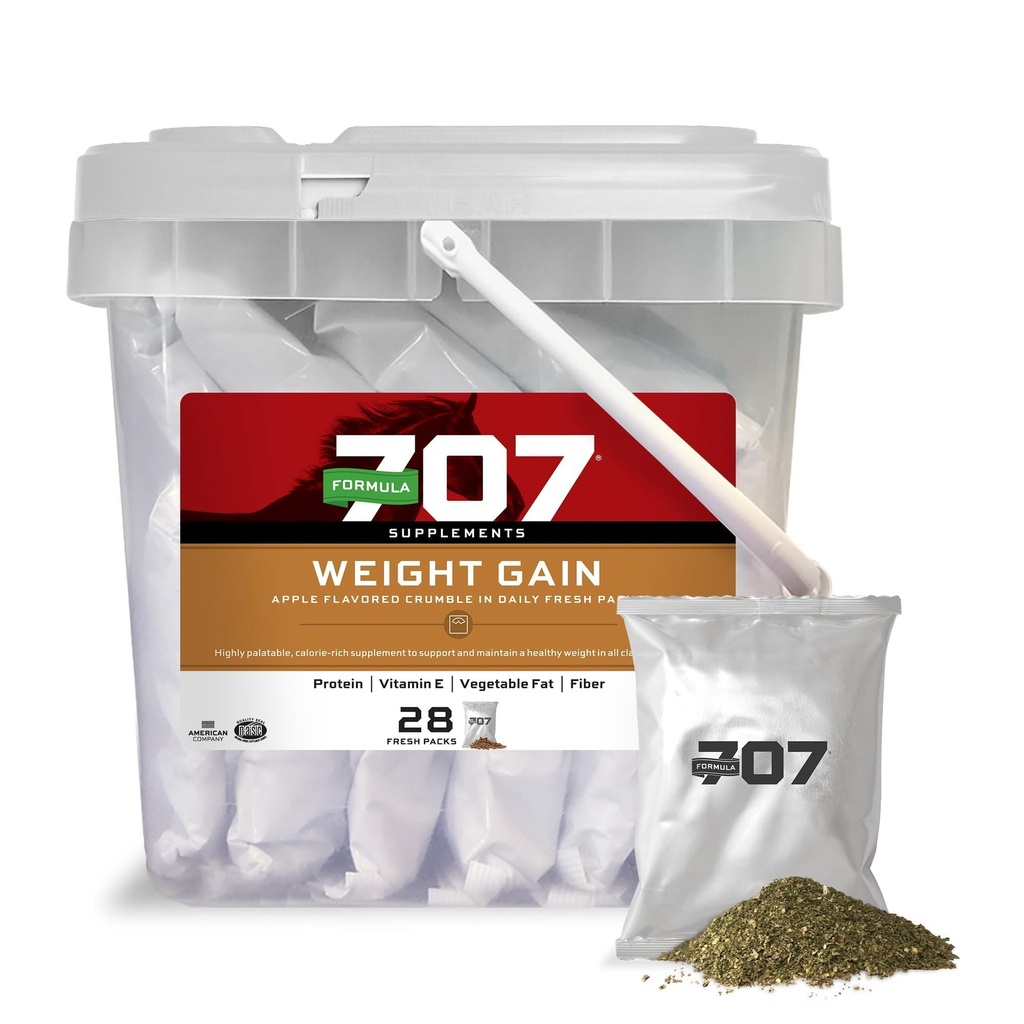 Formule 707 Supplément Hippique gain de poids, emballages frais quotidiens, 28 jours d'approvisionnement - Palatable, soutien nutritionnel Calorie-Rich pour chevaux difficiles à garder et seniors