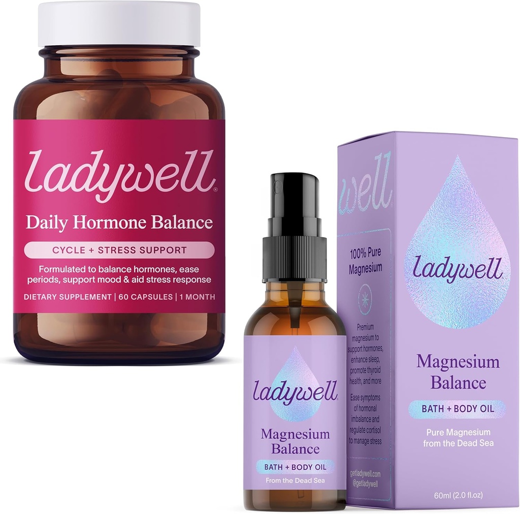 Ladywell Daily Hormone Balance Capsules + Topical Magnesium Oil Spray Bundle