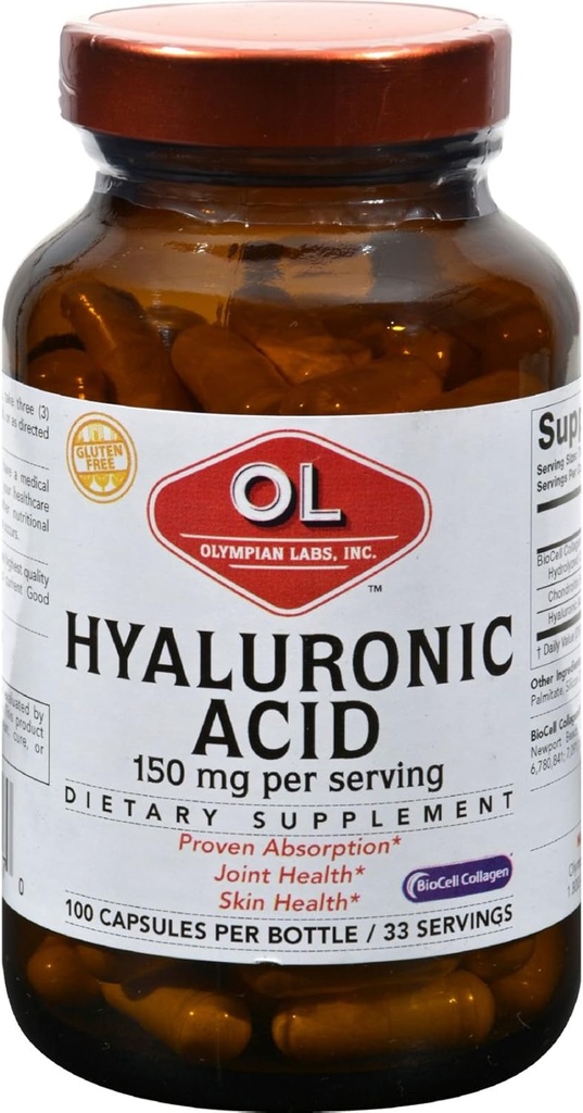 Olympians Labs Hyaluronique Acid 150mg.99 Capsules Soutenir les tissus conjonctifs et les articulations sains - Promouvoir la peau saine jeune