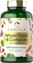 Carlyle Vitamin B Complex Whole Foods Blend | 240 Capsules | Daily Multivitamin for Men and Women | with B1, B2, B6, B12, Folate, Niacin, and L-Methylfolate | Non-GMO & Vegetarian Supplement