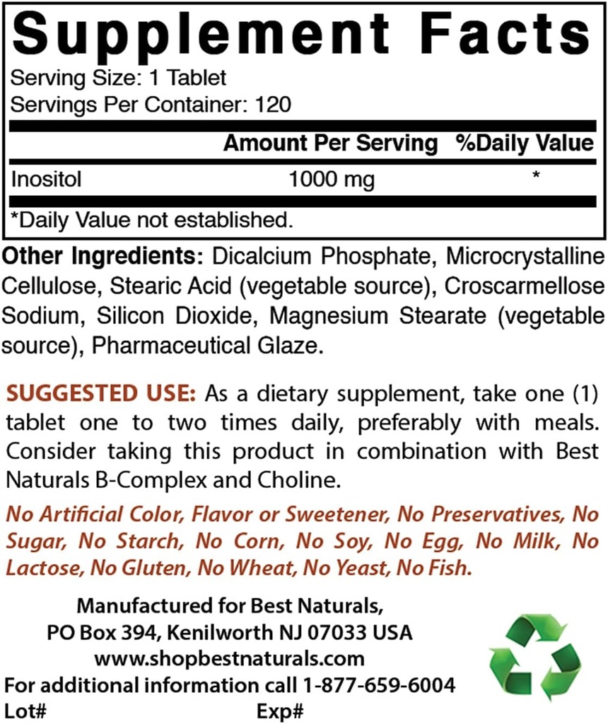 Meilleur Inositol naturel 1000mg & Sélénium 200 mcg