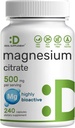 SUPPLÉMENT DE DÉLAI Citrate de magnésium 500mg, 240 Capsules