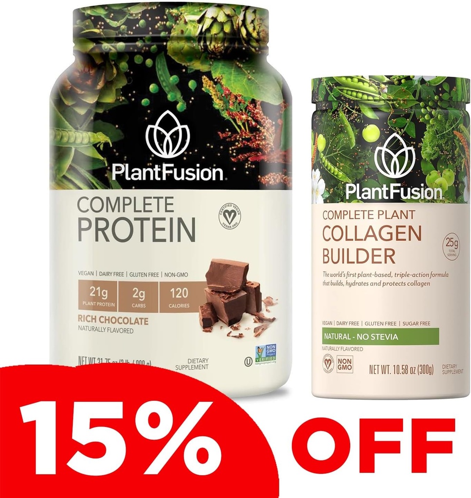 PlantFusion poudre de protéines végétaliennes complètes et ensemble de collagène - Keto, sans gluten, sans soja, sans lait, sans sucre, sans OGM