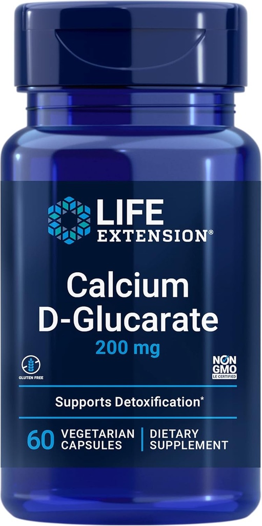 Prolongation de la durée de vie Calcium D-Glucarate, 200 mg - soutient la désintoxication, aide à éliminer les composés indésirables – sans gluten, sans OGM, végétarien – 60 capsules