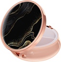 Boîte à pilules Rouidr, 3 compartiments de médicaments Pill Case, petite boîte de médicaments de voyage en métal pour la purse et la poche, or rose, marbre noir de luxe