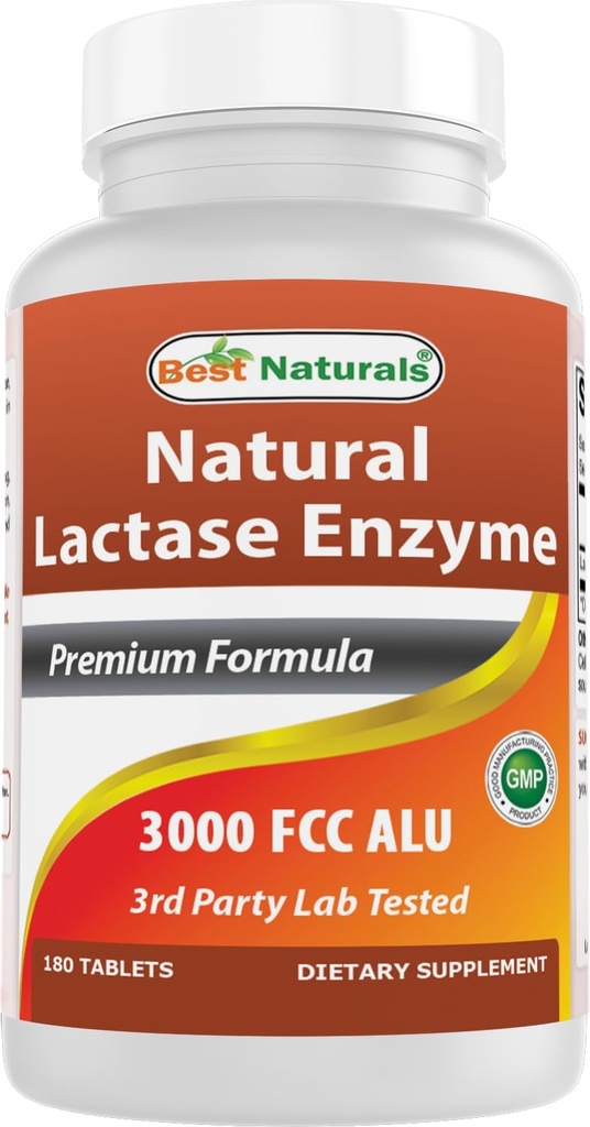 Meilleur comprimé enzymatique de lactase à action rapide naturel, 3000 Fcc Alu, 180 Comte (859375002900)