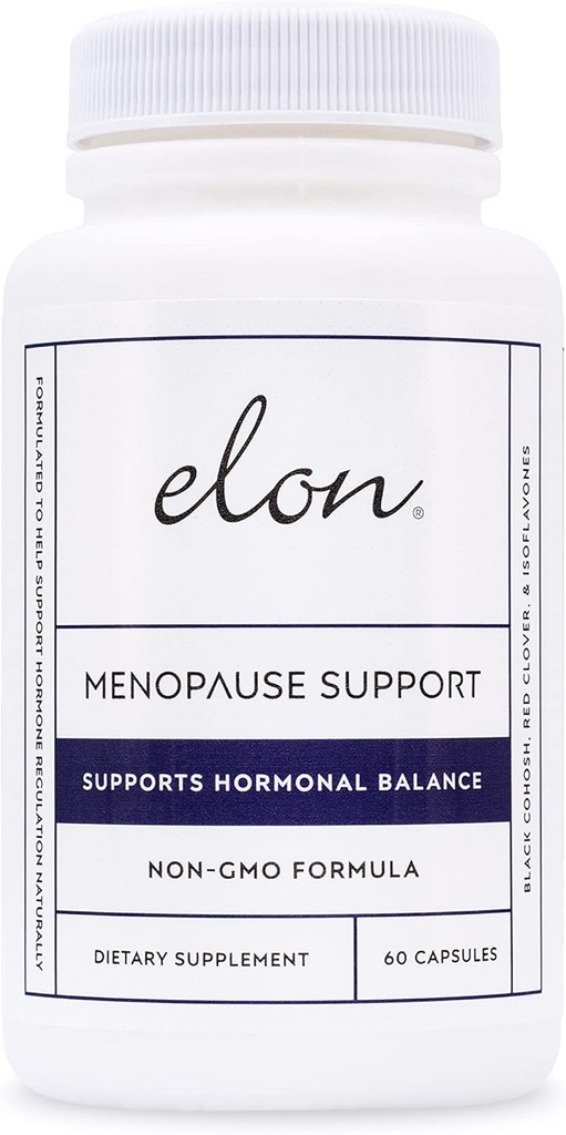 Supplément à la ménopause Elon pour les femmes Ménopause pour les flashes chauds, les échangismes d'humeur et les problèmes de sommeil, Supplément à l'estrogène non OGM pour les femmes avec Cohosh noir et Dong Quai (60 capsules)