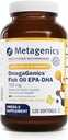 Métagène OmegaGenics Fish Oil EPA-DHA 720 mg - supplément d'huile de poisson Omega-3 - haute puissance - pour la santé cardiaque, la santé musculo-squelettique et la santé du système immunitaire* - avec DHA et EPA - 120 Softgels