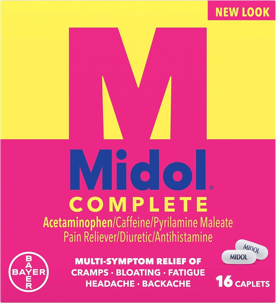 Midol Complete, période menstruelle Symptômes Relief, Caplets, 16 Compte 4-Pack
