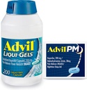 Advil Liqui-Gels Pain Reliever and Fever Reducer, Pain Medicine for Adultes with Ibuprofen 200mg for Headache, Backache, Menstrual Pain and Joint Pain Relief - 200 Capsules, Advil PM Ibuprofen - 2 Ct
